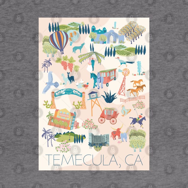 Temecula California Map by Limezinnias Design